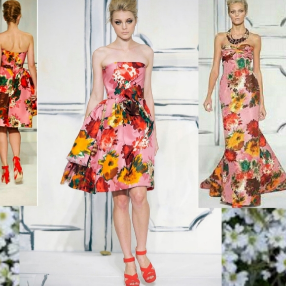 $4,900 OSCAR DE LA RENTA ADOREABLE BEAUTIFUL SILK FLORAL RUNWAY DRESS US 4 - Picture 11 of 13